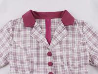 Elegante Vestido de Plaid Retro 2024 Estilo Vintage para Damas con Cuello en Flequillo y Detalles de Parche - details 3