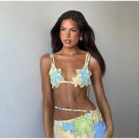 OUWU-Conjunto de falda larga de punto para mujer, top de bikini bordado floral, falda de cintura, elegante vestido de playa de verano - details 6