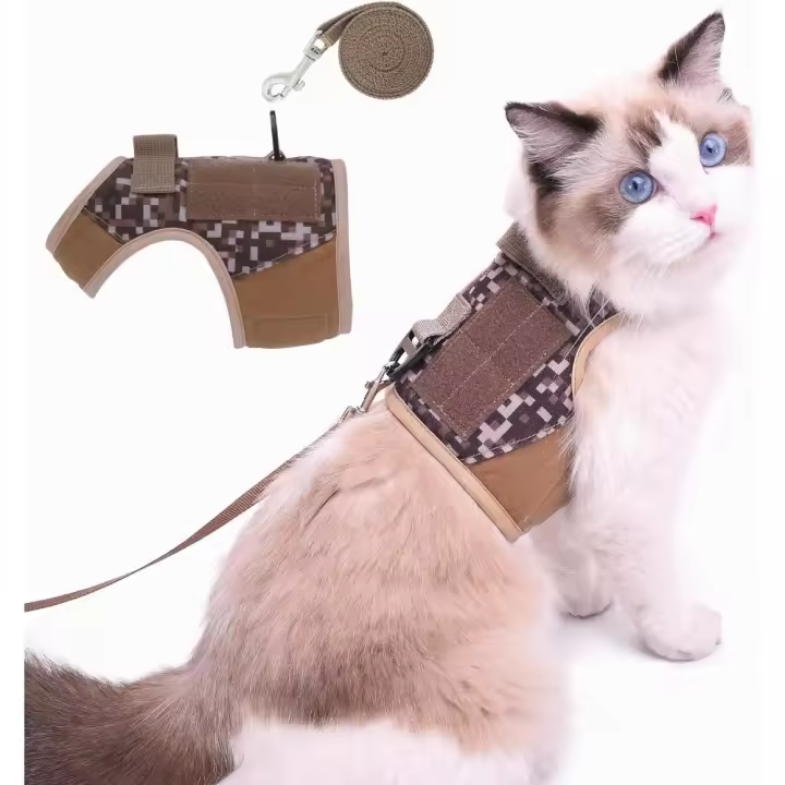 Arnés táctico y correa ajustable para gato, chaquetas para caminar - 1