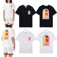 Camiseta Deportiva de Algodón Puro para Hombres Cuello Redondo, Estampado de Logotipo Delantero, Estilo Casual para el Verano - details 14