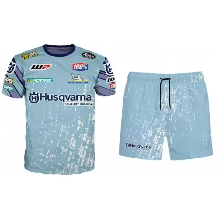 Kit de camiseta y pantalón corto Husqvarna |   Ropa impresa en 3D |   Diseño de ventilador |   Moda unisex - 1