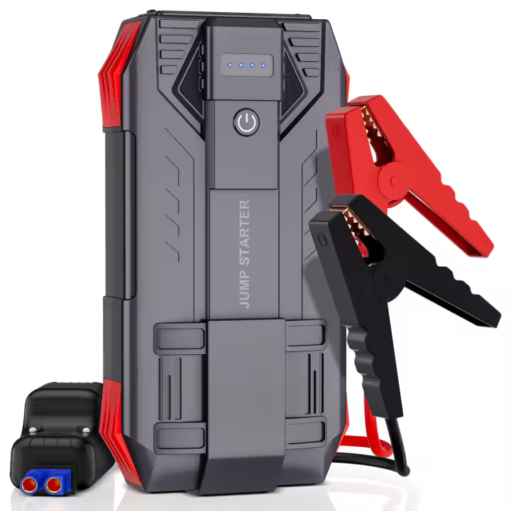Arrancador de Batería de Coche, 4000A Pico Arrancador de Batería para Motores de Gas y Diesel de hasta 10L y 8L, 12V Caja de Salto Portátil con USB/Banco de Potencia/Salida Doble/Luz LED - 1