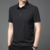 Polo de manga corta informal de negocios de verano 2025 con nuevo estampado para hombres, camiseta de manga corta cómoda y transpirable con estilo para el verano - details 15