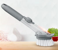 Cepillo líquido recargable, esponja de limpieza, dispensador de mango largo, herramienta de limpieza con lavado de platos y jabón - details 1