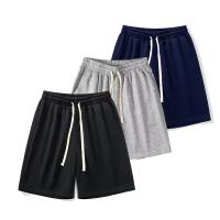 Novedad de verano, pantalones cortos deportivos holgados de algodón de Color sólido para hombre, ropa de calle, pantalones cortos rectos con cordón Simple para hombre - details 1