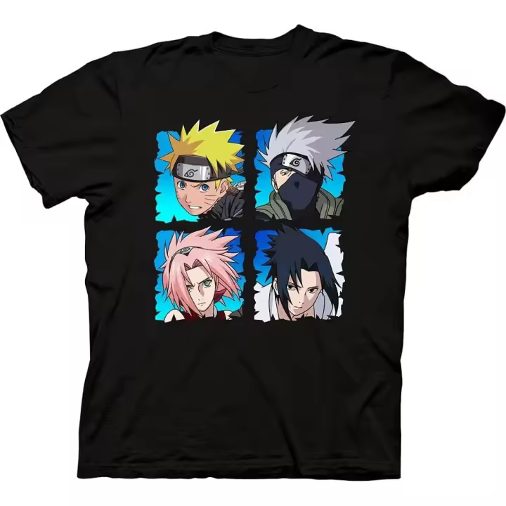 Camiseta de manga corta para hombre, camisa de Naruto Shippuden, Kakashi, Hatake, Sakura, Haruno, Sasuke, Uchiha - 1