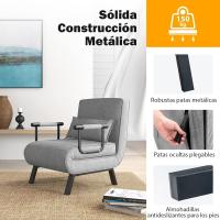 Sofá Cama Convertible Silla de Dormir Individual Tri-Fold con Respaldo Ajustable de 6 Posiciones, Cojín Desmontable y Asiento Tapizado Estructura Metálica Plegable (Azul) - details 21