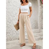 Pantalones sueltos y cómodos de pierna recta, pantalones de mujer con cintura elástica para - details 13