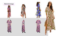 Vestido Midi de Estilo Boho Floral Cuello en V Profundo, Manga Dolman, Volante, Paño de Playa - details 4