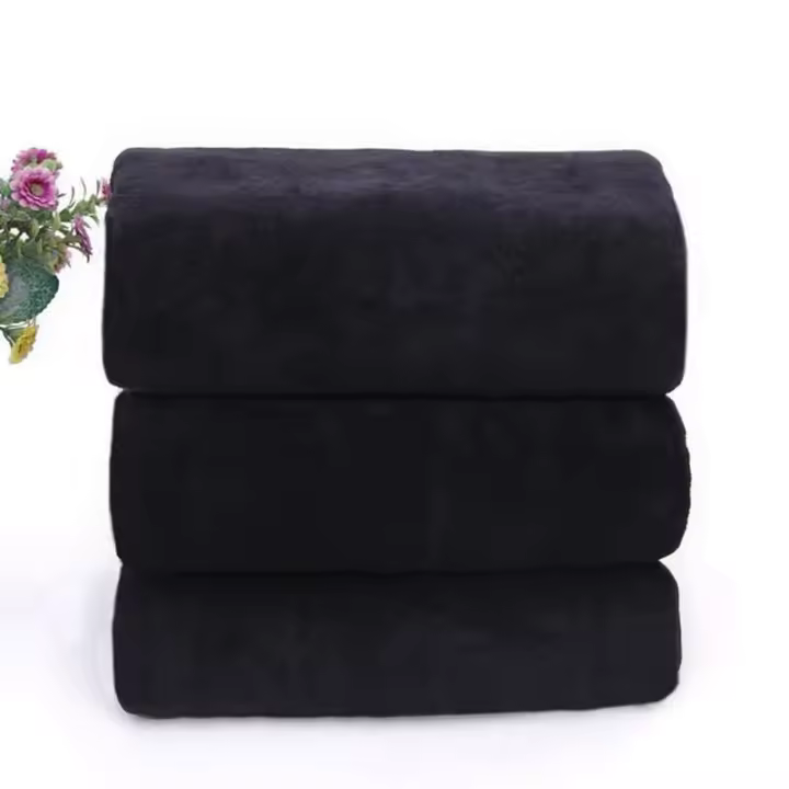 Toalla de baño de microfibra: toalla facial suave y liviana, baño inodoro, spa, toalla de gimnasio (negro) - 1