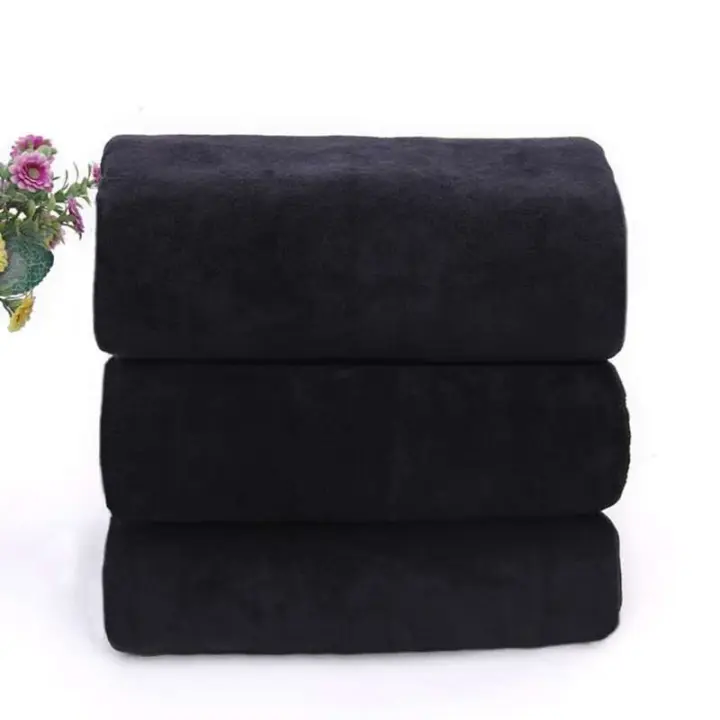 Toalla de baño de microfibra: toalla facial suave y liviana, baño inodoro, spa, toalla de gimnasio (negro) - 1