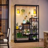 Soporte alto para plantas de interior de 5 niveles, estante de metal de 180 cm con 10 ganchos para colgar en S, estante de exhibición multiusos para bonsái de flores para interiores - details 21
