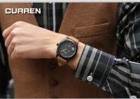 Reloj de Cuarzo CURREN 8139 Correa de Cuero Marrón Retro de Lujo Resistente al Agua Reloj de Negocios para Hombres - details 9
