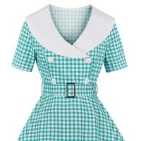 2024 nuevo Color sólido Vintage doble botonadura Vestidos mujeres verano Retro 50s 60s Swing Pin Up vestido de fiesta Vestidos - details 3