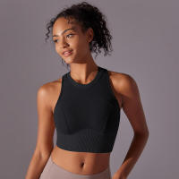 Tops para mujer, Top moldeador de punto de Color sólido, ropa de Yoga recortada en la espalda, deportes, correr, camiseta sin mangas - details 2