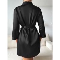 Pijamas de verano para mujer, estilo europeo y americano, delantal de gasa, albornoz sexy, vestido tejido a mano de seda helada. - details 10