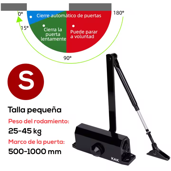 KAK Hydraulic Automatic Door Closer 25-80KG 90 Degree Positioning Door Stop Adjustable Soft Closing Door Hardware Aluminum Alloy - 1