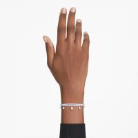Swaroski Pulsera de cadena de plata de ley 925 con circonita transparente y perlas blancas, pulsera de tenis con dijes, regalo de joyería ajustable para mujer ﻿ - details 2