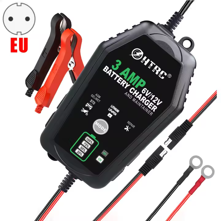 Cargador de batería inteligente automático para baterías de plomo-ácido LiFePO4  6V 12V  3000mA cargador para motocicleta y coche - 1