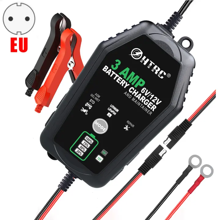 Cargador de batería inteligente automático para baterías de plomo-ácido LiFePO4  6V 12V  3000mA cargador para motocicleta y coche - 1