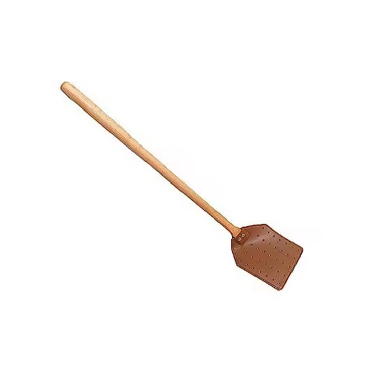 Matamoscas de mosca de cuero PU, matamoscas Manual de alta resistencia con mango de madera, matamoscas de mosca de cuero duradero para interiores y exteriores - 1