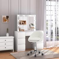 Tocador Giratoria con Respaldo Amplio, Silla Ordenador Terciopelo, Silla Ergonómica de Estudio y - details 1