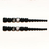 Lentejuelas doradas negras para mujeres y niñas, uñas postizas grandes y elegantes manchadas, manicura DIY - details 1