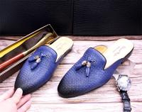 Sandalias puntiagudas de verano en relieve tejidas de cuero - details 7