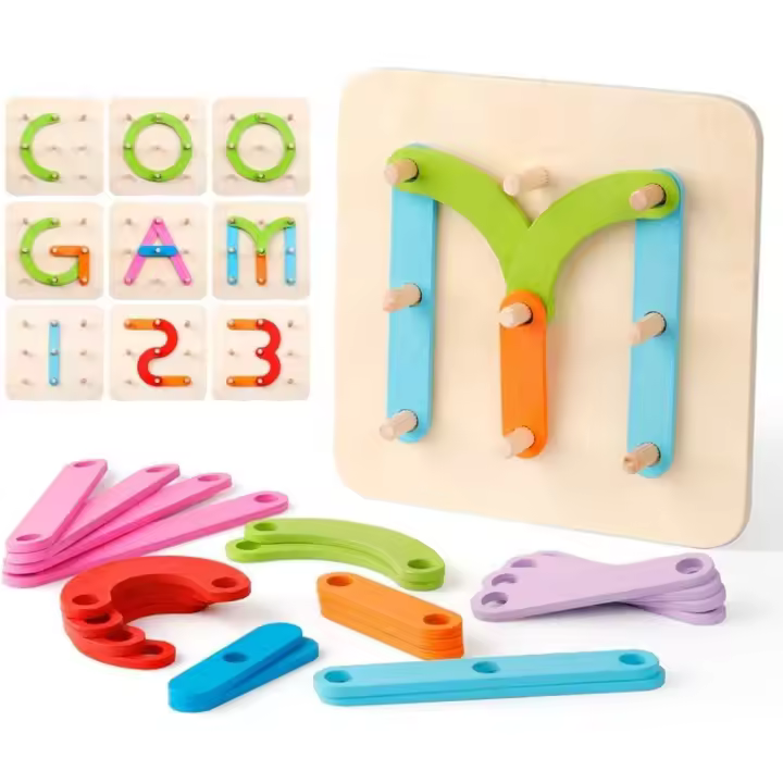 Kit de Construcción de Madera y Letras Juguete Educativo Montessori Reconocimiento de Color Número de Juego Tablero de Clasificación para Niños - 1
