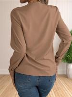 Blusa elegante de oficina de negocios para mujer, camisas elegantes de manga larga con cuello en V en capas, Tops de trabajo 2024 - details 5