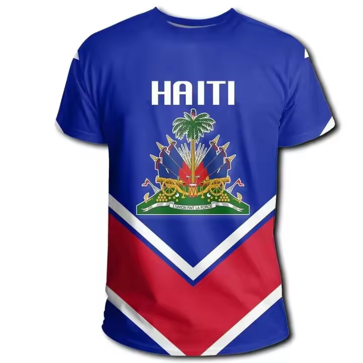 Camisetas de verano con elementos haitianos de bajo precio, camisetas deportivas de moda para hombre de secado rápido, mangas cortas elegantes personalizadas - 1