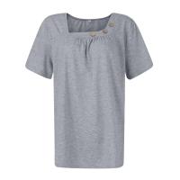 Camisetas Casuales de Verano para Mujer Top Básico Sólido con Botón Cuello en V Estilo Callejero Oversize Ropa de Moda - details 9