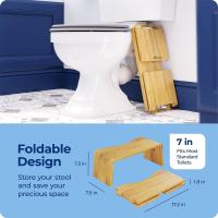 Taburete plegable de bambú para inodoro – Taburete de baño plegable de 7 pulgadas para niños y adultos, color marrón - details 5