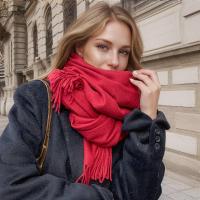 Bufanda de Cachemira de Color liso para mujer, chales gruesos y cálidos de Pashmina con borlas, manta femenina, Hijab, 2024 - details 1