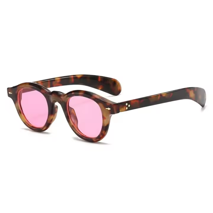 Gafas de sol redondas pequeñas a la moda para mujer, gafas de sol Retro transparentes con lentes oceánicos UV400, gafas de sol Punk con remaches para hombre - 1
