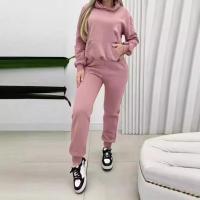 Conjunto deportivo informal de dos piezas para mujer, Sudadera con capucha y pantalones de cintura elástica - details 2