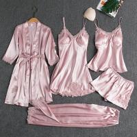 Conjunto de Noche de Seda con Encaje de Satén Camisón de Noche con Cuello en V - details 5