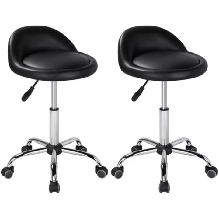 Taburetes de salón giratorios con altura ajustable, sillas con ruedas de 59-70 cm, negro - 1