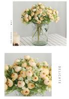 Regalos Ramo de rosas artificiales de 15 cabezas, flores artificiales Retro Vintage, paquete de rosas de tela de seda, decoración del hogar - details 14