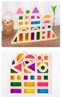Juguete de madera Montessori para niños, juego de bloques acrílicos apilables de arcoíris, aprendizaje colorido - details 2