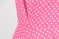 Vestido midi de línea A informal y elegante con cuello y manga corta para fiesta de lunares de verano para mujer - details 9