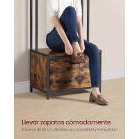 Perchero Zapatero Industrial Estante Superior con 9 Ganchos Estilo Rústico Marrón y Negro - details 13