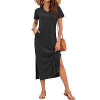 Vestido de Verano 2025 para Mujer Cuello en V, Abertura Lateral, Manga Corta, Tendencia de Moda - details 16