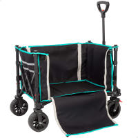 Aktive - carro playa plegable, carro transporte con ruedas grandes 360°, carro jardín compacto, estructura acero, tejido poliéster, 70x45x95 cm, carga 60 kg, bolsillo interior, bandas reflectantes, carro carga plegable - details 0
