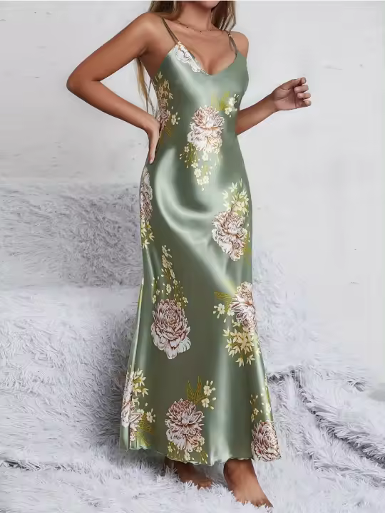 Pijamas sin mangas de verano con estampado de mujer, camisón para el hogar, vestido sexy informal para mujer - 1
