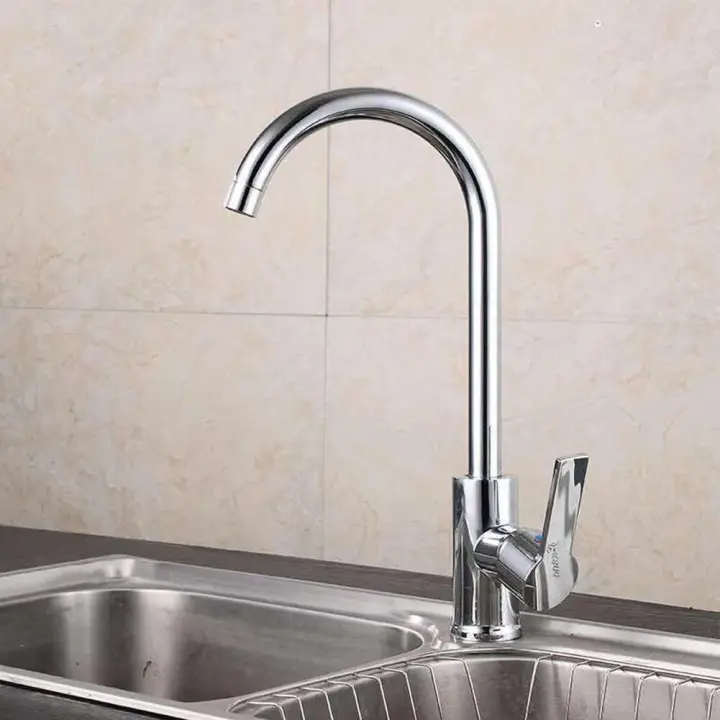 Grifo de Cocina Giratorio 360° Diseño de Cuello de Ganso Mezclador de Frío y Calor - 1