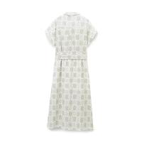 Vestido casual chic con detalle de corte y lazo en la cintura, bordado floral OUWU, primavera verano 2025, de día a fiesta. - details 2