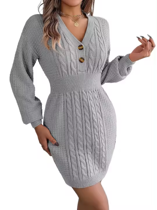 Ropa de mujer tejida de color liso elegante, cuello en V, moda Y2K para 2025 - 1