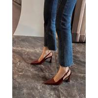 Borgoña sexy bolsa cabeza sandalias mujer s 2025 nuevo modelo correa trasera charol versátil tacón fino puntiagudo tacones altos mujeres - details 3