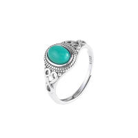 Plata de ley 925 rojo sureño turquesa mongol estilo étnico anillo de boca en vivo anillo liso anillo de mujer vintage anillo salvaje mujer - details 6